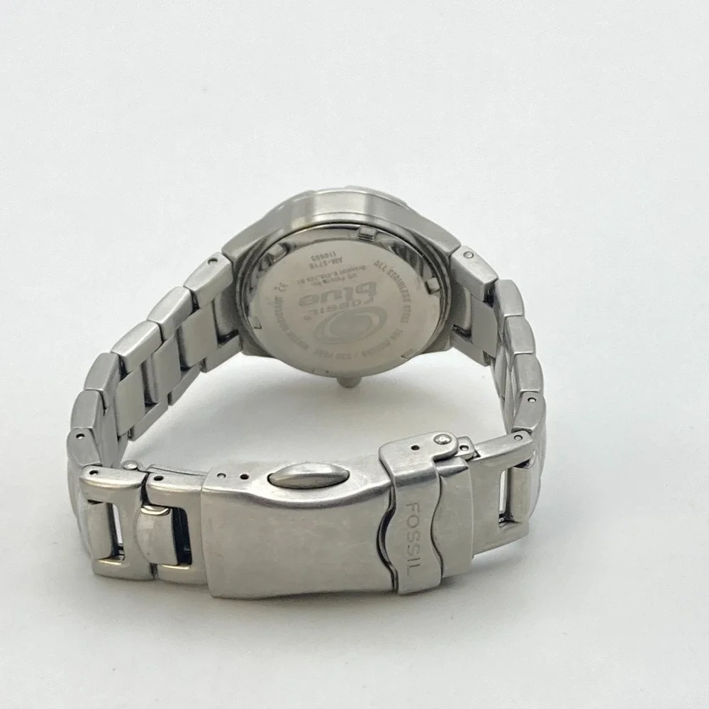 Fossil Women's Watch 28mm Silver Tone Red Yellow Ombre Date New Battery SMALL 6